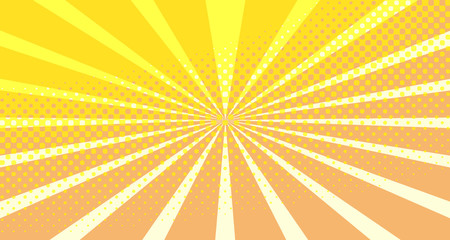 Vintage colorful comic book background. Orange blank bubbles of different shapes. Rays, radial, halftone, dotted effects. For sale banner empty Place for text 1960s. Copy space vector eps10.