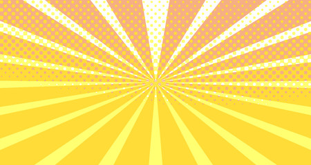 Vintage colorful comic book background. Orange blank bubbles of different shapes. Rays, radial, halftone, dotted effects. For sale banner empty Place for text 1960s. Copy space vector eps10.