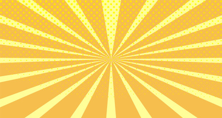 Vintage colorful comic book background. Orange blank bubbles of different shapes. Rays, radial, halftone, dotted effects. For sale banner empty Place for text 1960s. Copy space vector eps10.