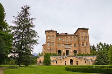 Fototapeta na wymiar Agliè, Turin, Italy - May 15, 2019: exteriors of the castle of Agliè, ancient residence of the royal house of the Savoy