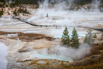 Hot environment inside geyser basins area of Yellowstone.