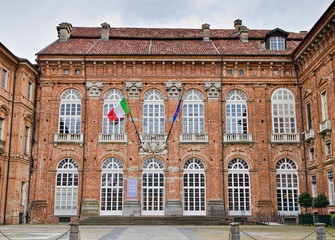 Fototapeta premium Agliè, Turin, Italy - May 15, 2019: exteriors of the castle of Agliè, ancient residence of the royal house of the Savoy