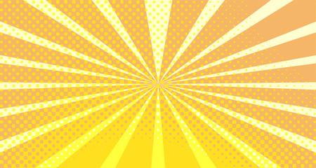 Vintage colorful comic book background. Orange blank bubbles of different shapes. Rays, radial, halftone, dotted effects. For sale banner empty Place for text 1960s. Copy space vector eps10.