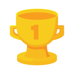 Gold cup. Sports trophy. Award for a victory. The cartoon an object the vector isolated on a white background.Success achievement.