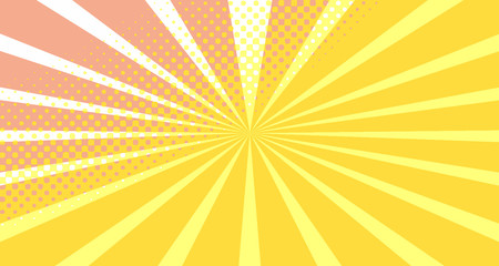 Vintage colorful comic book background. Orange blank bubbles of different shapes. Rays, radial, halftone, dotted effects. For sale banner empty Place for text 1960s. Copy space vector eps10.