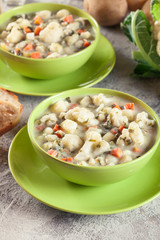 Vegetable soup with ingredients cauliflower