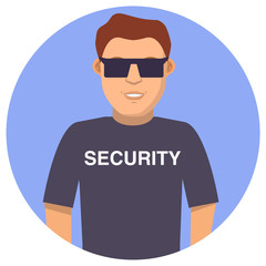 Security guard icon.Concept cartoon character bodyguard.Flat illustration vector.