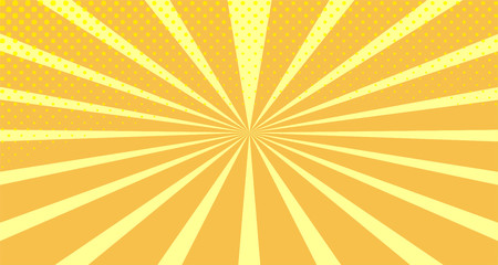 Vintage colorful comic book background. Orange blank bubbles of different shapes. Rays, radial, halftone, dotted effects. For sale banner empty Place for text 1960s. Copy space vector eps10.