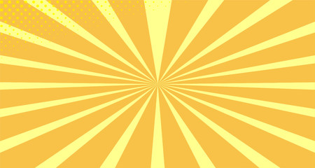 Vintage colorful comic book background. Orange blank bubbles of different shapes. Rays, radial, halftone, dotted effects. For sale banner empty Place for text 1960s. Copy space vector eps10.