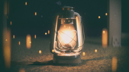 Kerosene lamp. 3D illustration