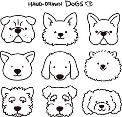 Set of lines dog faces