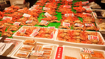winter crab at market in Japan Kanazawa