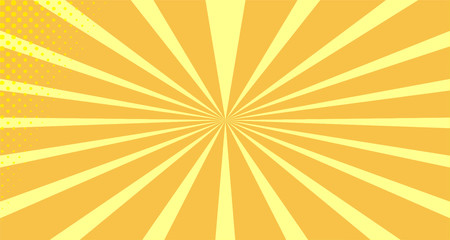 Vintage colorful comic book background. Orange blank bubbles of different shapes. Rays, radial, halftone, dotted effects. For sale banner empty Place for text 1960s. Copy space vector eps10.