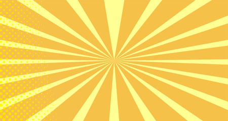 Vintage colorful comic book background. Orange blank bubbles of different shapes. Rays, radial, halftone, dotted effects. For sale banner empty Place for text 1960s. Copy space vector eps10.