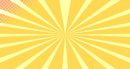 Vintage colorful comic book background. Orange blank bubbles of different shapes. Rays, radial, halftone, dotted effects. For sale banner empty Place for text 1960s. Copy space vector eps10.