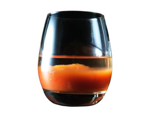 Bloody Mary cocktail, a layer of tomato juice and a layer of vodka