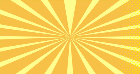 Vintage colorful comic book background. Orange blank bubbles of different shapes. Rays, radial, halftone, dotted effects. For sale banner empty Place for text 1960s. Copy space vector eps10.