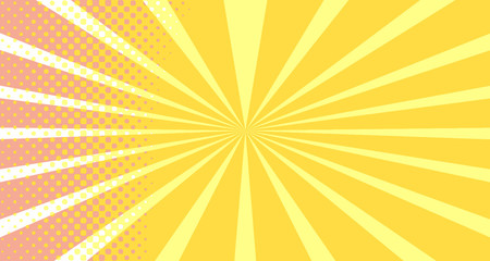 Vintage colorful comic book background. Orange blank bubbles of different shapes. Rays, radial, halftone, dotted effects. For sale banner empty Place for text 1960s. Copy space vector eps10.