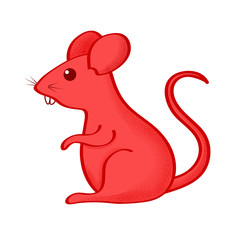 Fototapeta premium Chinese Zodiac Sign Year of the Rat. Isolated red rat on a white background. Happy Chinese New Year, 2020 Rat