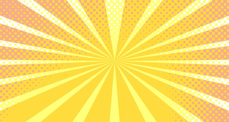 Vintage colorful comic book background. Orange blank bubbles of different shapes. Rays, radial, halftone, dotted effects. For sale banner empty Place for text 1960s. Copy space vector eps10.