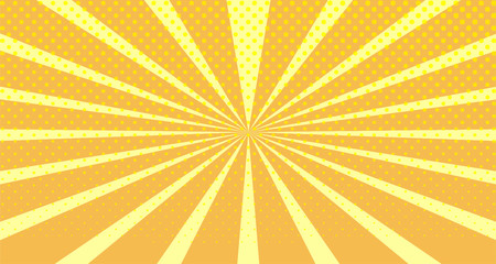 Vintage colorful comic book background. Orange blank bubbles of different shapes. Rays, radial, halftone, dotted effects. For sale banner empty Place for text 1960s. Copy space vector eps10.