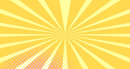 Vintage colorful comic book background. Orange blank bubbles of different shapes. Rays, radial, halftone, dotted effects. For sale banner empty Place for text 1960s. Copy space vector eps10.