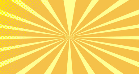 Vintage colorful comic book background. Orange blank bubbles of different shapes. Rays, radial, halftone, dotted effects. For sale banner empty Place for text 1960s. Copy space vector eps10.