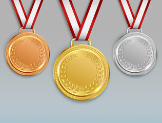 Realistic Winning Medals Set