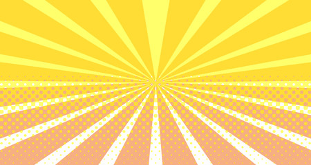 Vintage colorful comic book background. Orange blank bubbles of different shapes. Rays, radial, halftone, dotted effects. For sale banner empty Place for text 1960s. Copy space vector eps10.