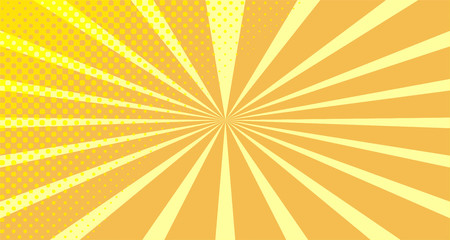 Vintage colorful comic book background. Orange blank bubbles of different shapes. Rays, radial, halftone, dotted effects. For sale banner empty Place for text 1960s. Copy space vector eps10.