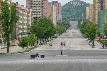 Main street in Kaesong, North Korea - obrazy, fototapety, plakaty
