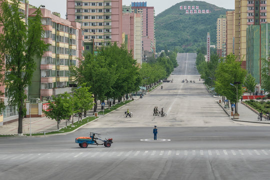 Main street in Kaesong, North Korea