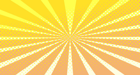 Vintage colorful comic book background. Orange blank bubbles of different shapes. Rays, radial, halftone, dotted effects. For sale banner empty Place for text 1960s. Copy space vector eps10.