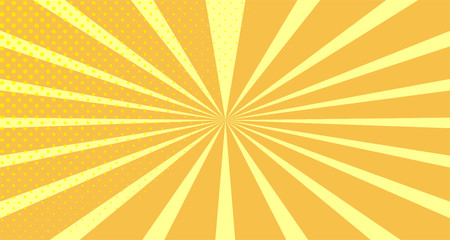 Vintage colorful comic book background. Orange blank bubbles of different shapes. Rays, radial, halftone, dotted effects. For sale banner empty Place for text 1960s. Copy space vector eps10.