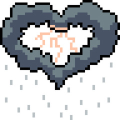 Obraz premium vector pixel art heart rain cloud