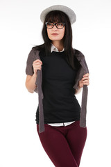 Blank t-shirt mock-up - Cute preppy, fashion geek girl ready for your design