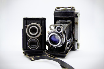 Vintage camera on a white background