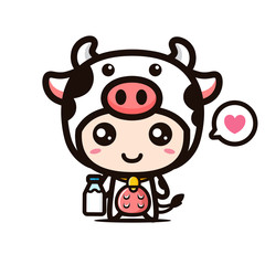 cute cow mascot vector design