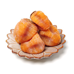 dried persimmon on white background 