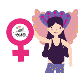 Girl cartoon of power and strong concept vector design