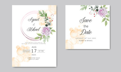 Fototapeta na wymiar wedding invitation cards with elegant and beautiful floral