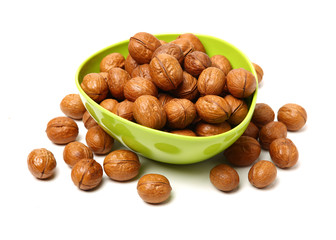 walnuts on a white background
