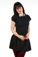 Blank t-shirt mock-up - Cute preppy, fashion geek girl ready for your design