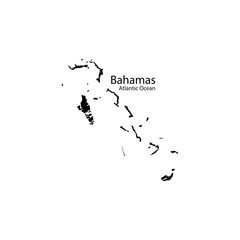 Bahamas black map sign. Atlantic Ocean eps ten