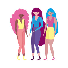 group young women characters together