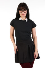 Blank t-shirt mock-up - Cute preppy, fashion geek girl ready for your design