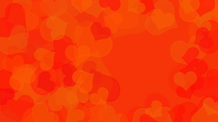 red festive background with hearts with copy space for your text