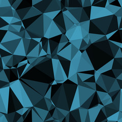 Random seamless blue triangle pattern. Techno pop geo angles graphic. Funky indigo infinite mess. Repeat vector swatch.