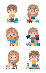Isolated set of kids cartoons vector design