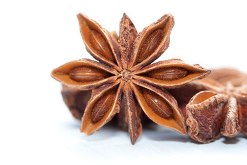 Star anise isolated on white background.